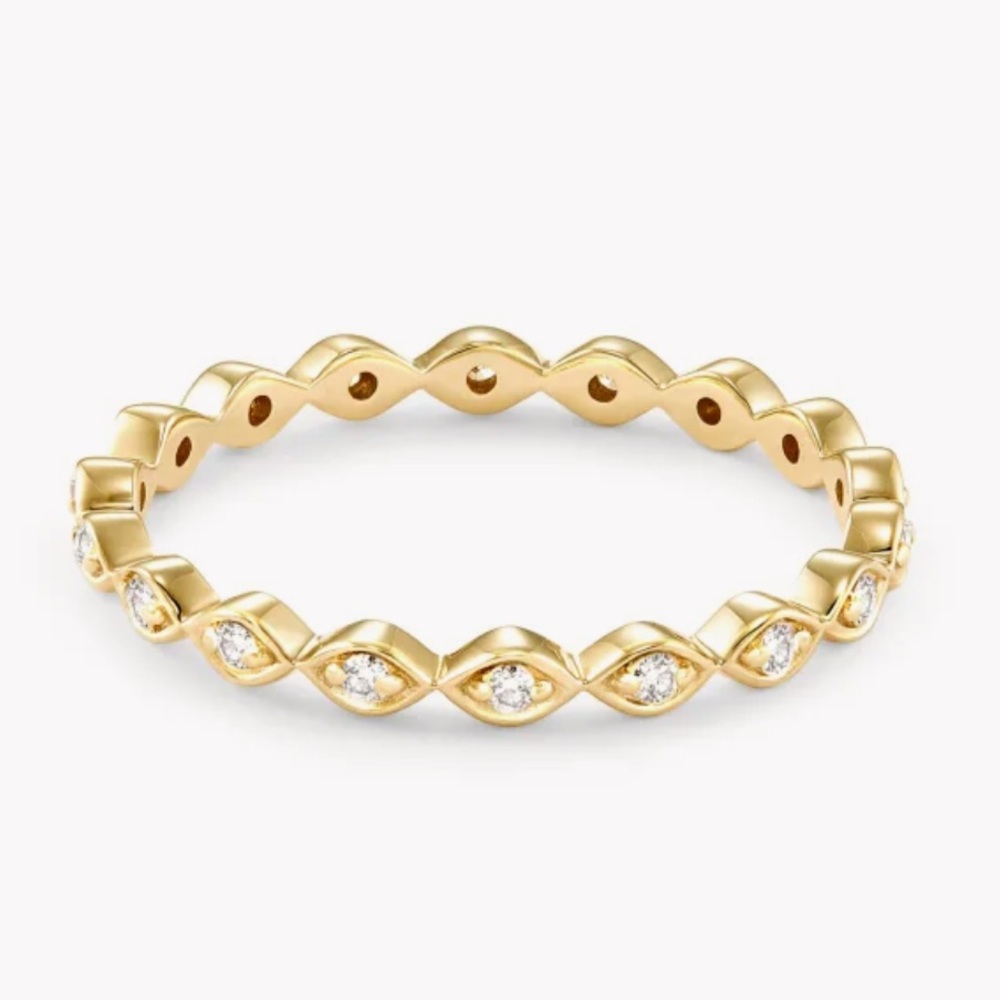 🌸KENDRA SCOTT NICOLETTE BAND RING - 14K YELLOW GOLD/WHITE DIAMONDS - SIZE 9